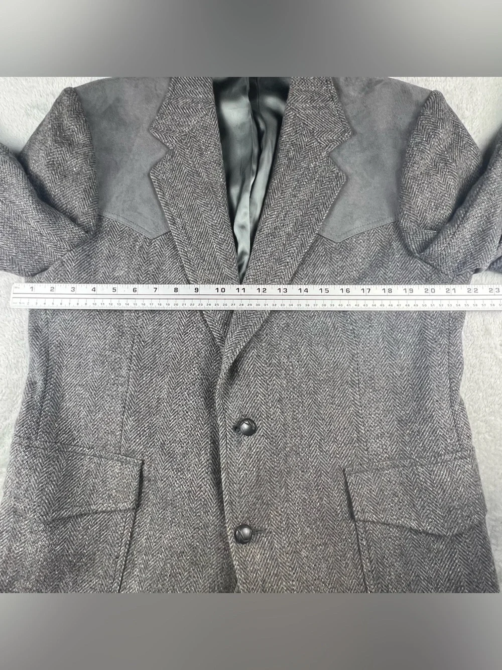 Vintage Pendleton Wool Blazer Sport Coat Mens 44 Gray Tweed Western Elbow Patch